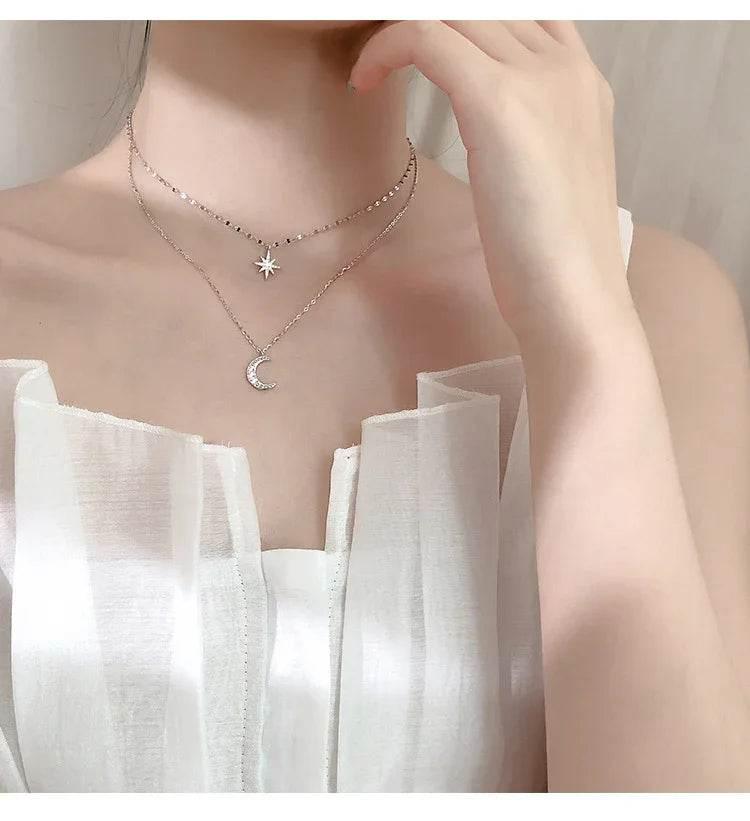 Shop Astral Moon Double Necklace – Elegant Star Design - ZA-Zola