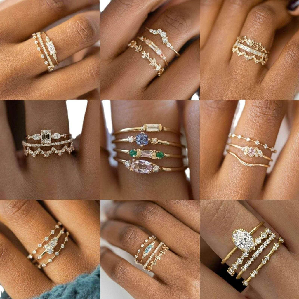 Gold Fashion Ring Set – 3 or 4-Piece for Women - ZA-Zola