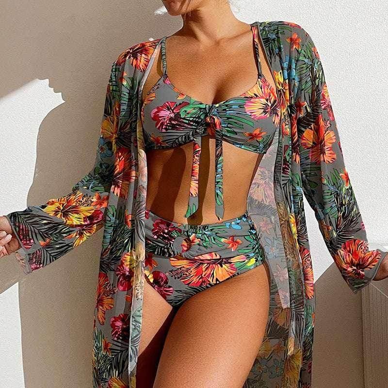 Women's Plus Size Bikini with Long Blouse Cover-Up | ZA-Zola - ZA-Zola