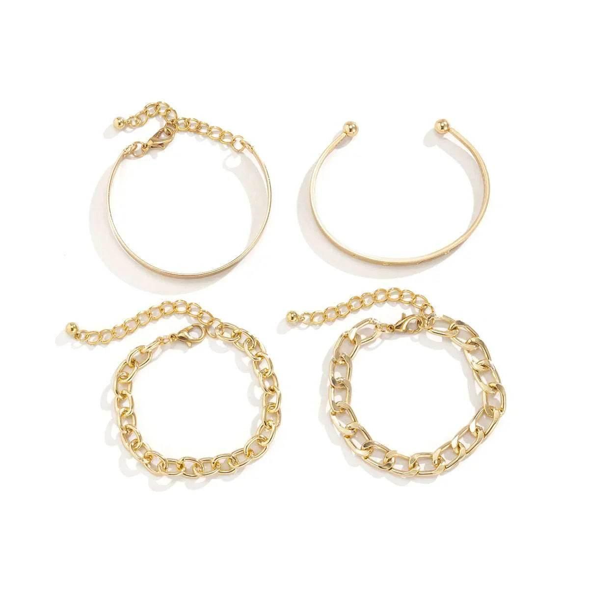 Shop Simple C-Shaped Hollow Chain Bracelet Set - Buy Now - ZA-Zola