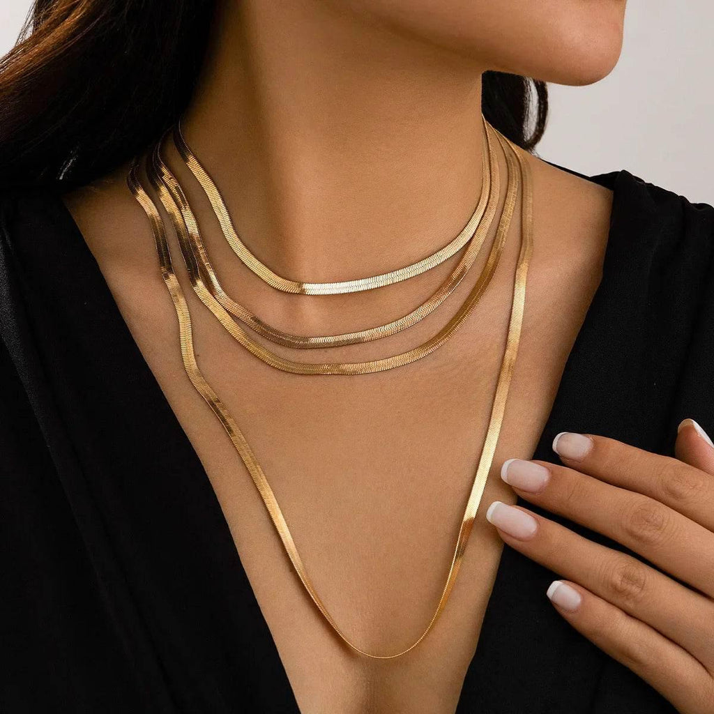 Flat Snake Bone Tassel Necklace – Multilayer Style - ZA-Zola