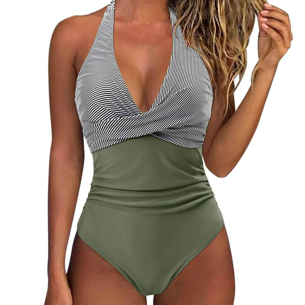 Women's Multicolor Backless Lace-up Sexy One-Piece Swimsuit - ZA-Zola