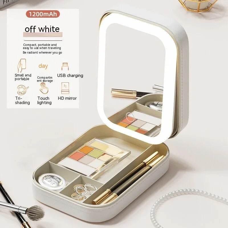 Makeup Storage Box with LED Mirror – Portable Organizer - ZA-Zola