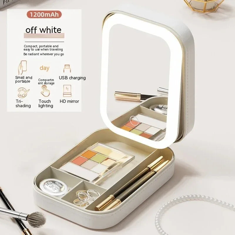 LED Makeup Storage Box with Touch Light Mirror - ZA-Zola