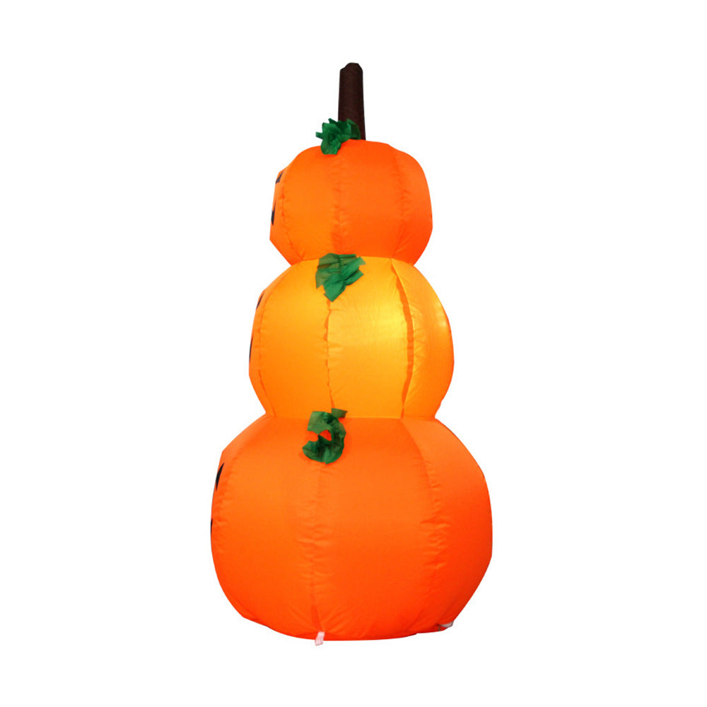 Inflatable three-tiered pumpkin decoration on a white background