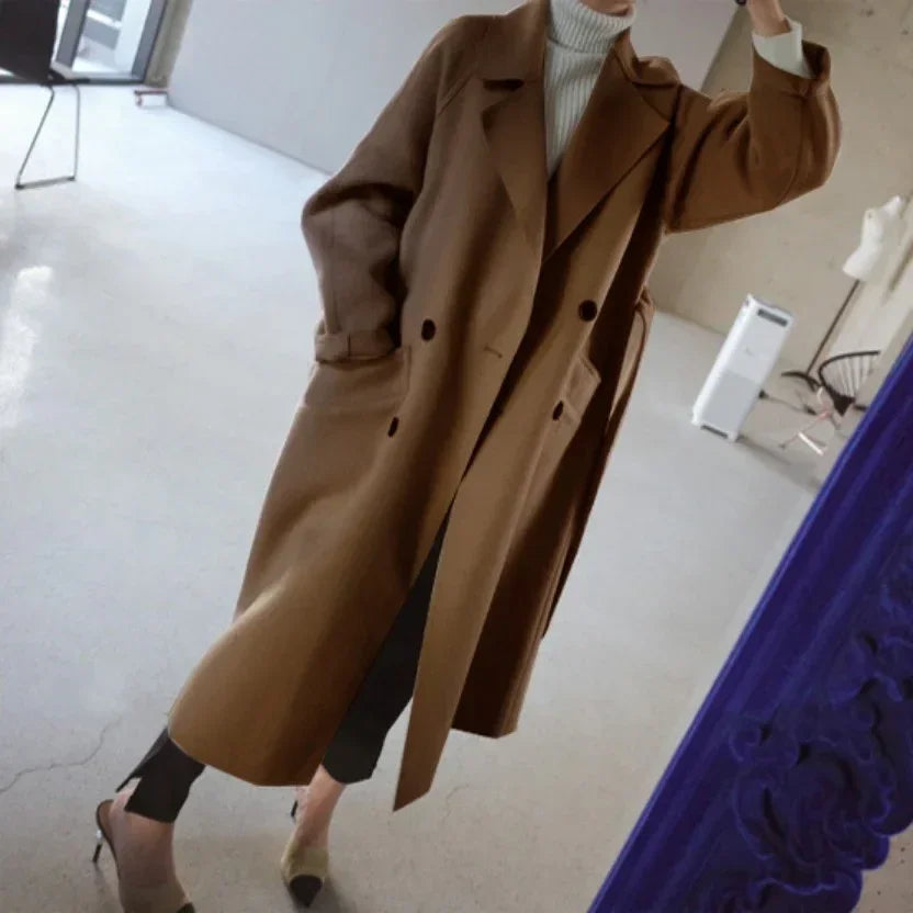 Women Cashmere Coat Long Lapel Winter Style - ZA-Zola