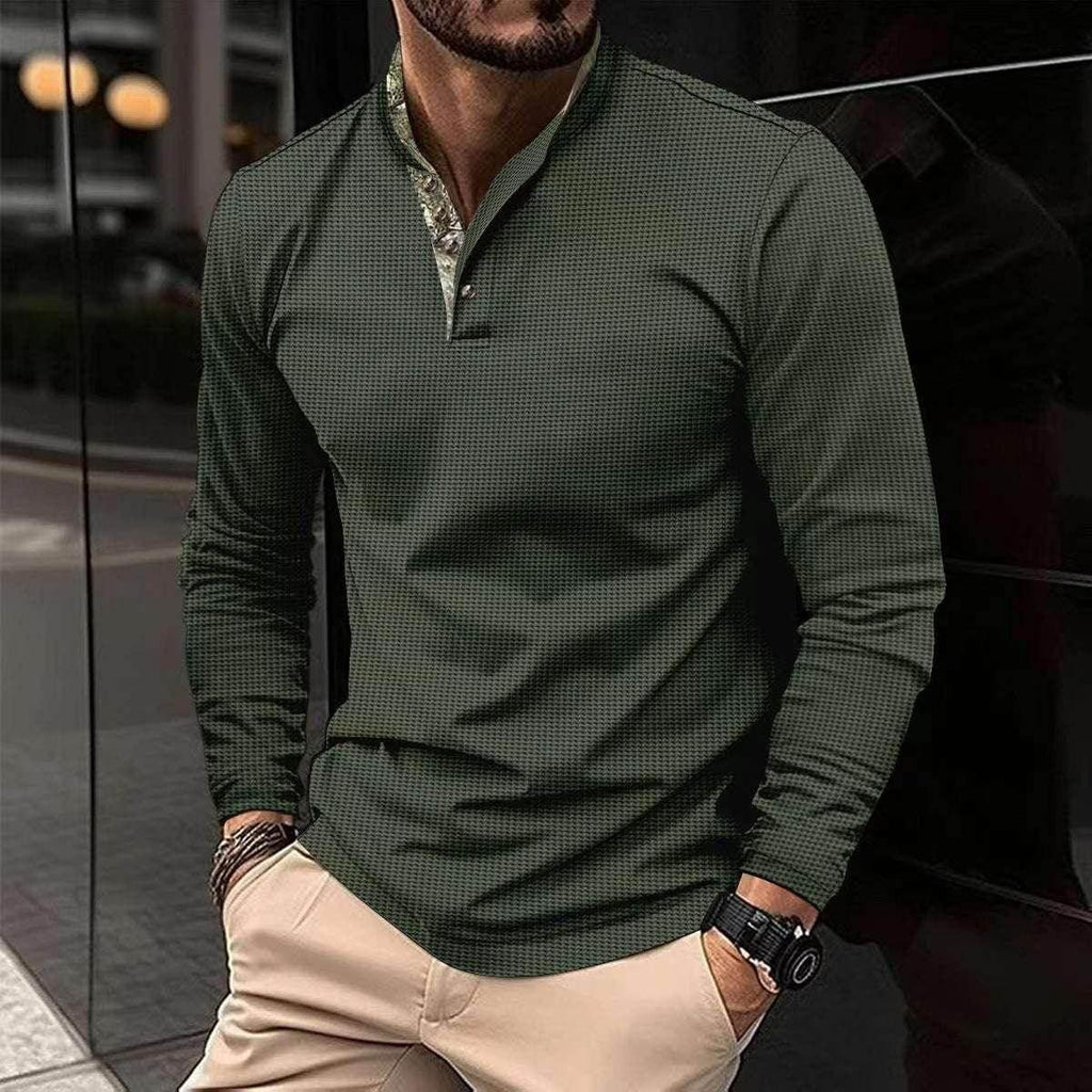Men's Double Layer Lapel Polo Shirt - Fashion Waffle - ZA-Zola