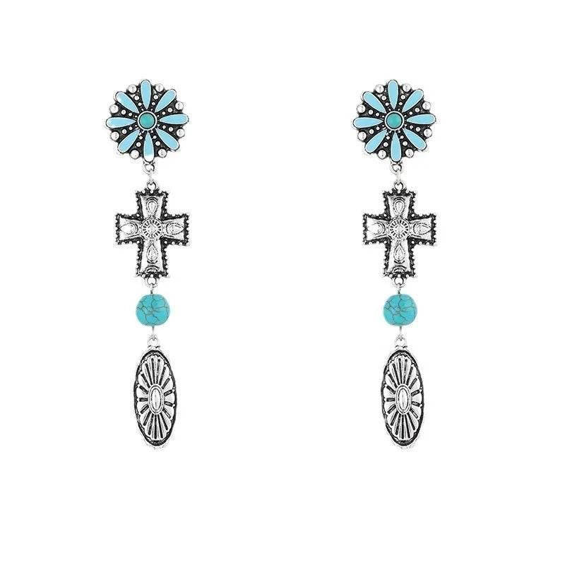 Vintage Turquoise Cross Necklace for Women - ZA-Zola