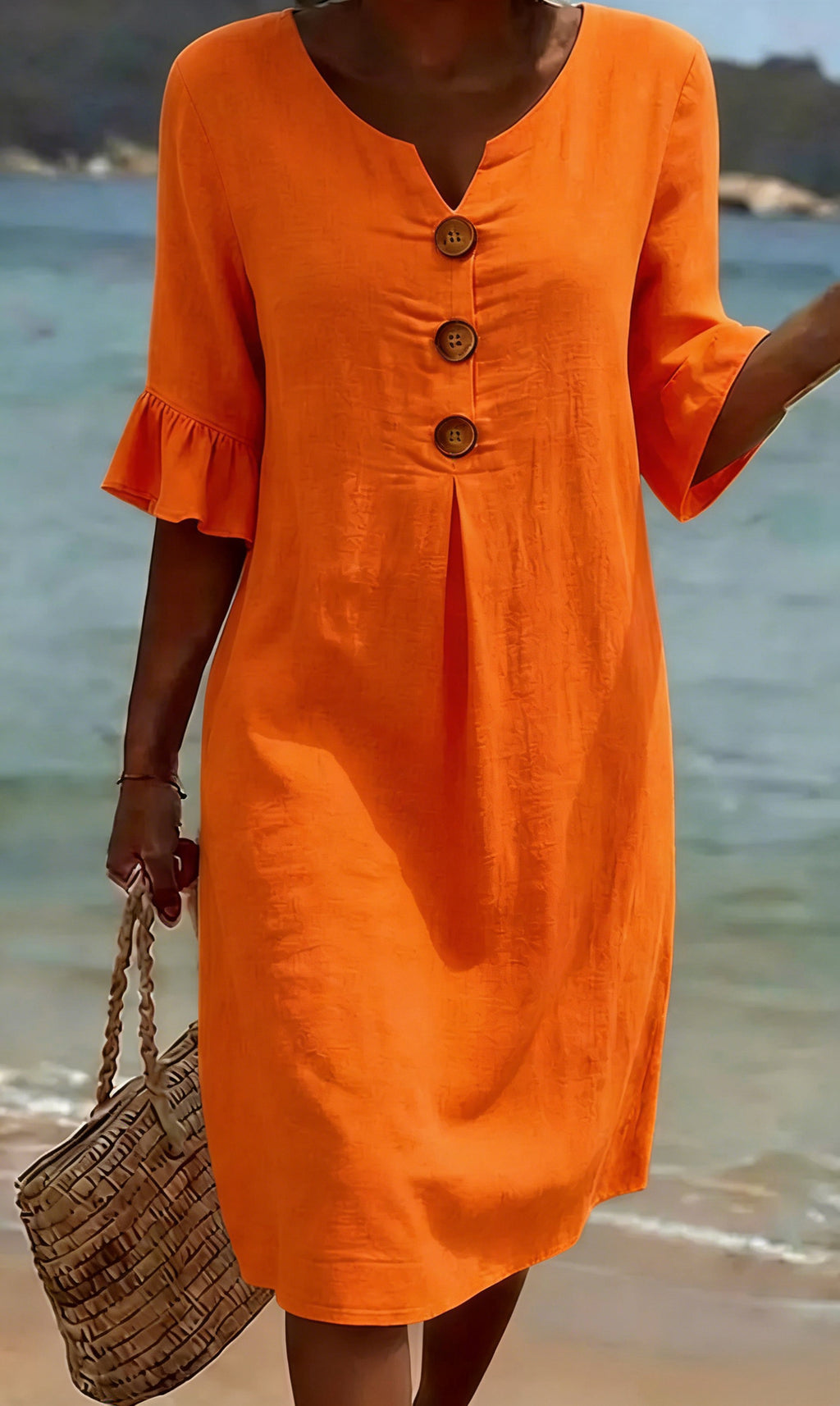 Summer Womens Solid Colored Cotton Dress | Casual A-Line Short Dress for Women