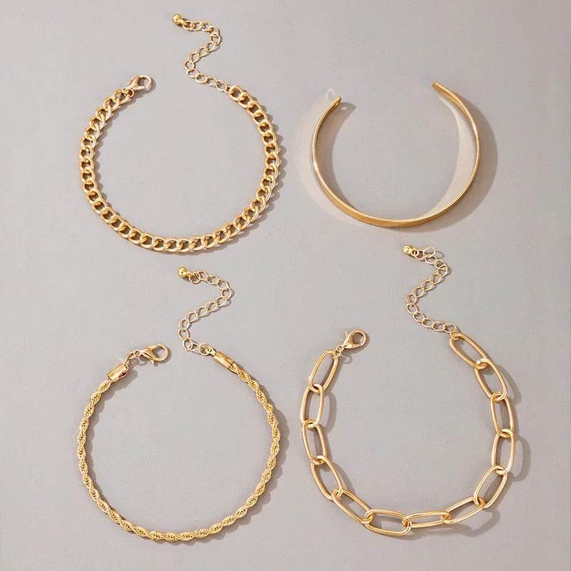 Gold Thick Chain Bracelet Set | Bold & Minimalist Jewelry - ZA-Zola