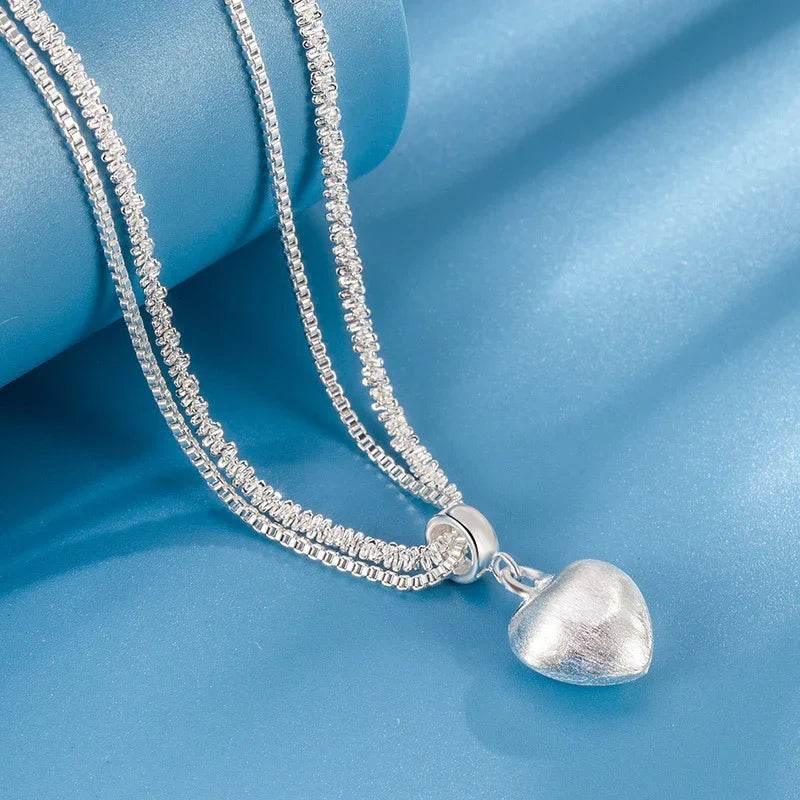 Double Layer Brushed Heart Pendant Necklace for Women - ZA-Zola