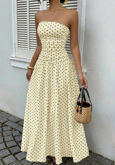 Elegant Polka Dot Off Shoulder Dress for Women – ZA-Zola