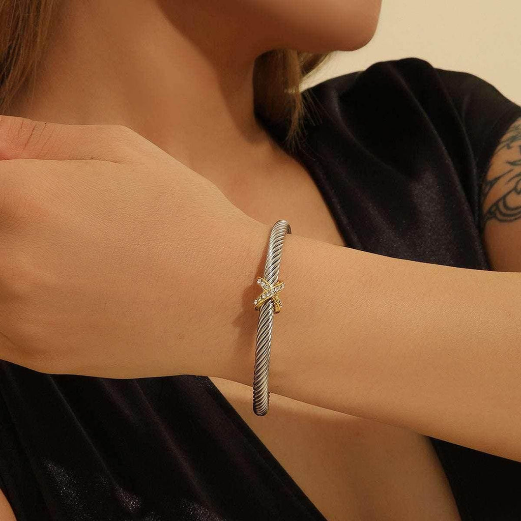 Unisex 8-Character Cross Steel Wire Bracelet - ZA-Zola
