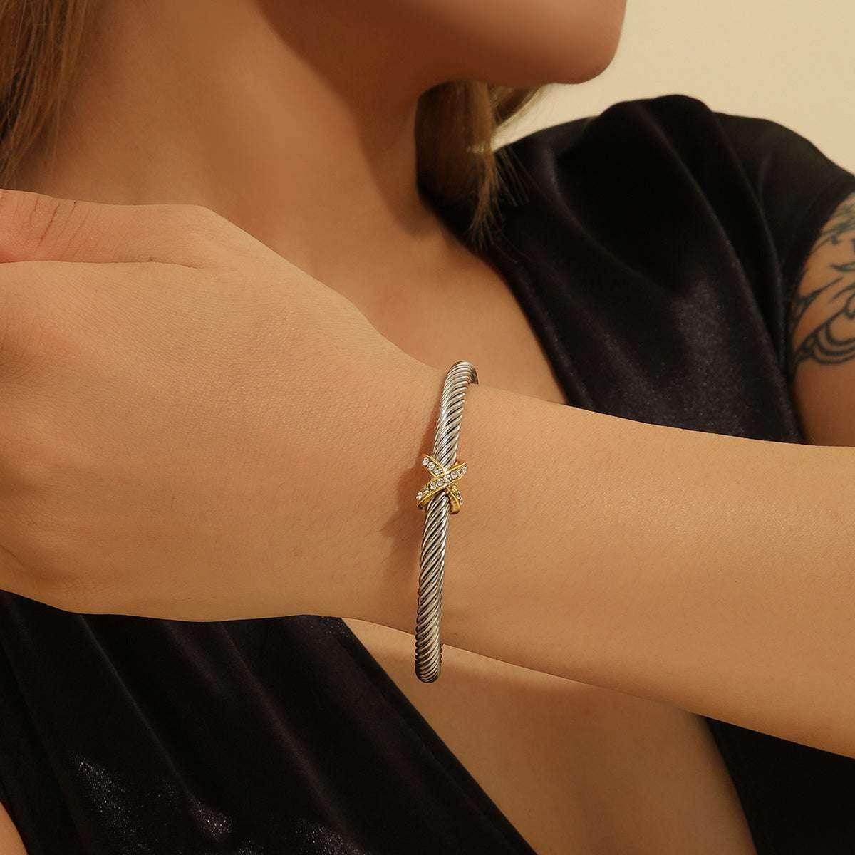Unisex 8-Character Cross Steel Wire Bracelet - ZA-Zola