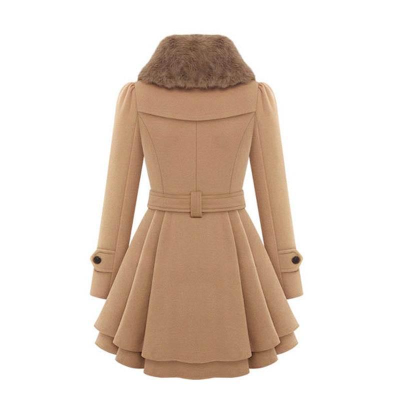 Women’s Slim Mid-Length Woolen Coat With Belt - ZA-Zola