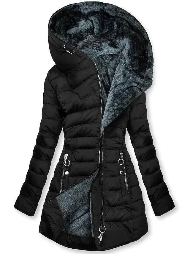 Shop Plush Hooded Mid-Length Cotton Coat – Stay Warm - ZA-Zola