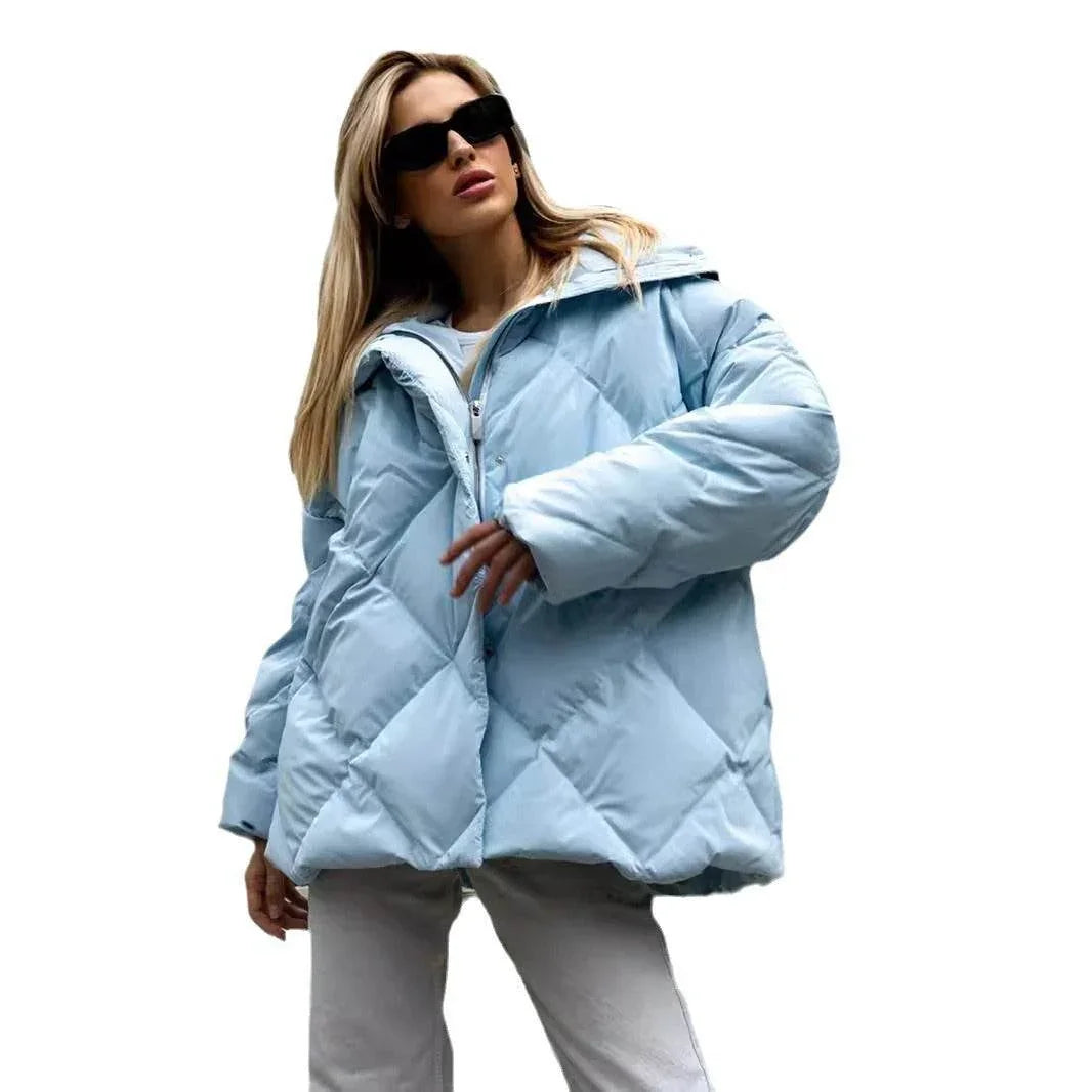 Baggy Cotton Padded Coat – Matte Glossy Lapel Casual Jacket - ZA-Zola