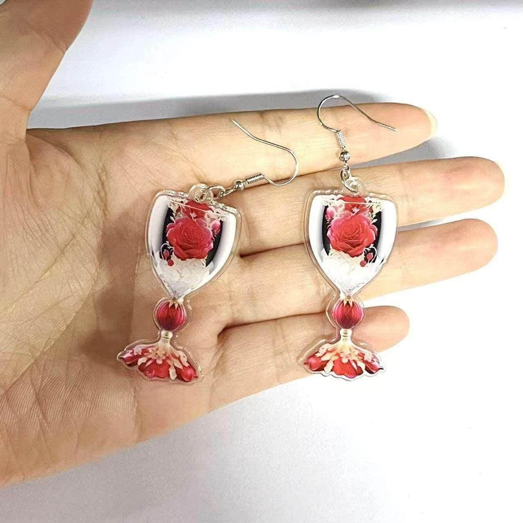 Valentine’s Rose Wine Glass Earrings - Shop Now! - ZA-Zola