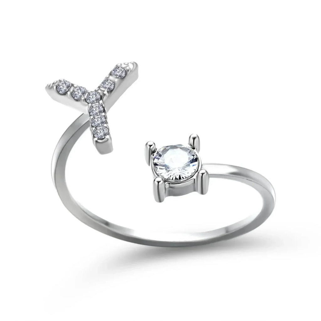Adjustable A–Z Initial Ring for Women with Zircon - ZA-Zola