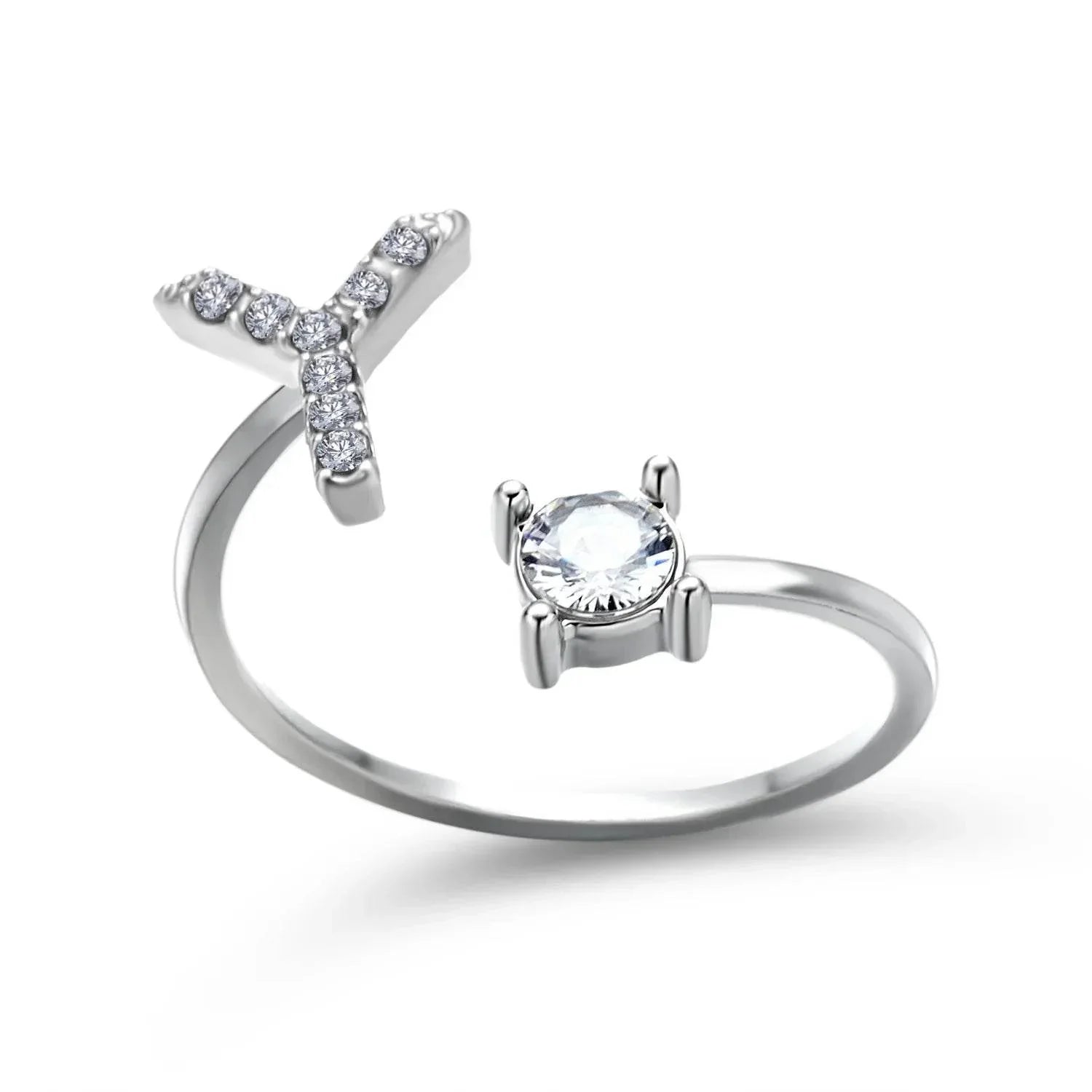 Adjustable A–Z Initial Ring for Women with Zircon - ZA-Zola