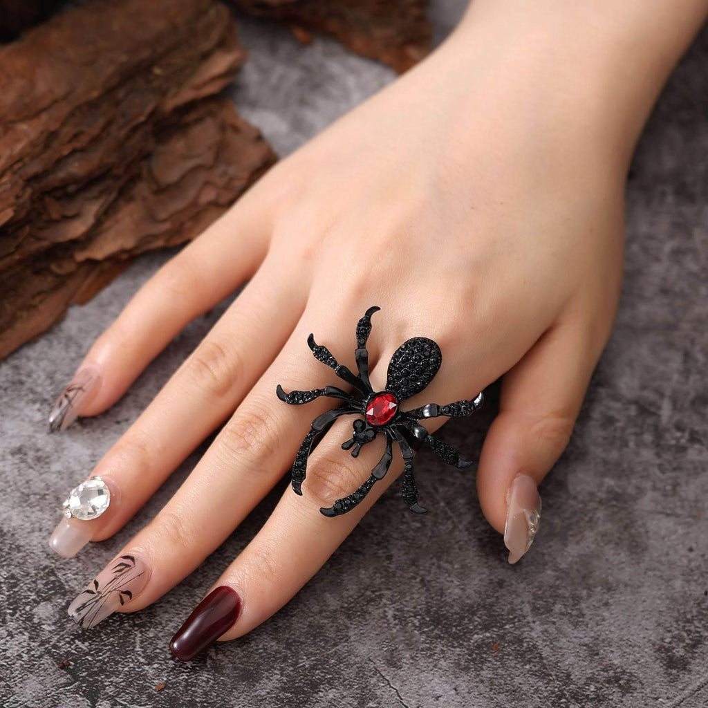ZA-Zola Halloween Spider Rhinestone Ring Women - ZA-Zola