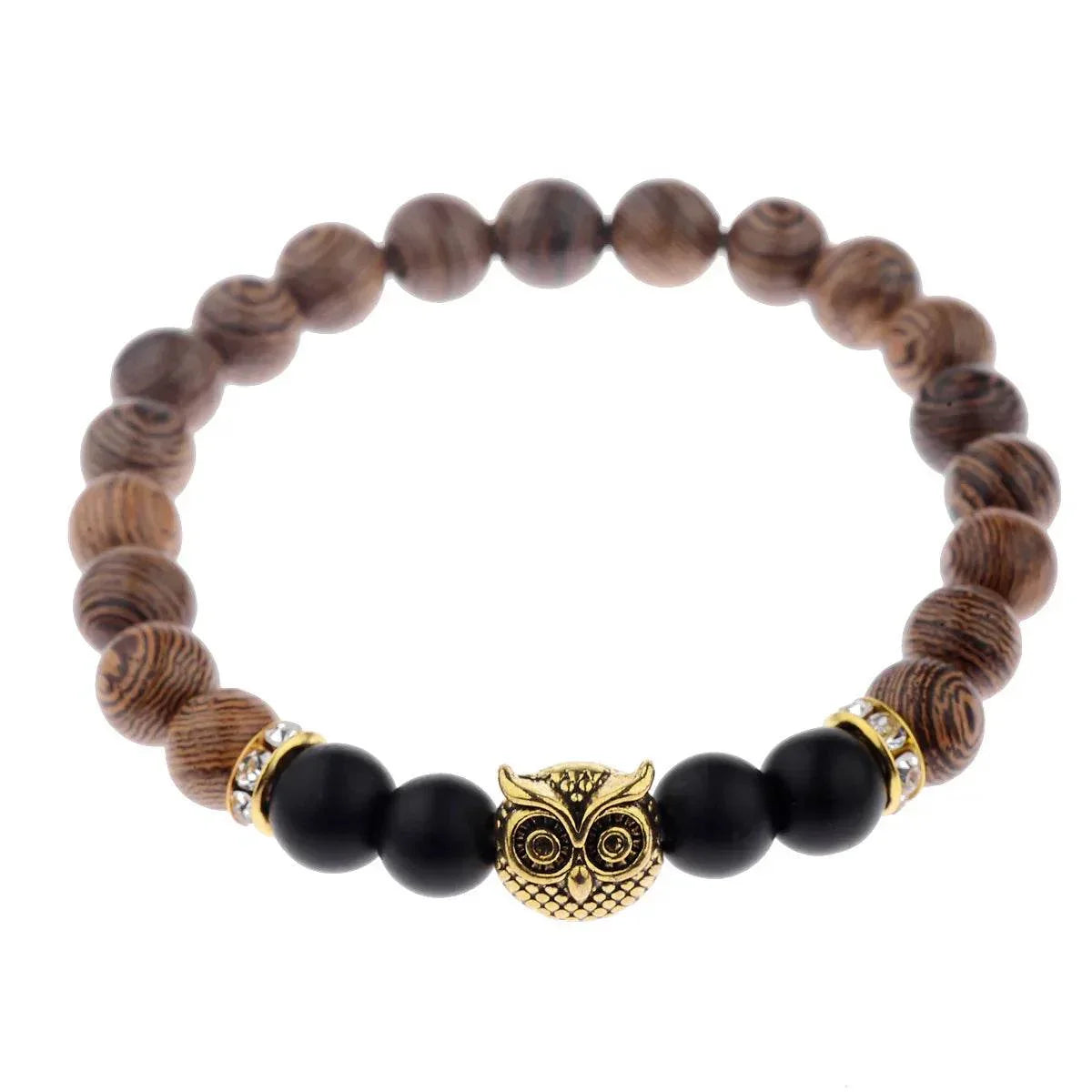Owl Frosted Stone Wood Grain Bracelet – Unisex - ZA-Zola