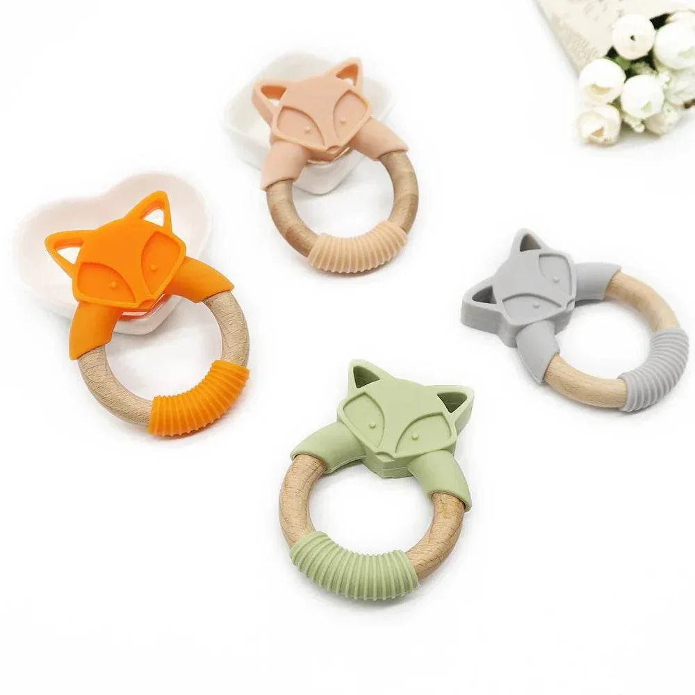 Wooden Fox Baby Teether | Safe & Soft Silicone - ZA-Zola