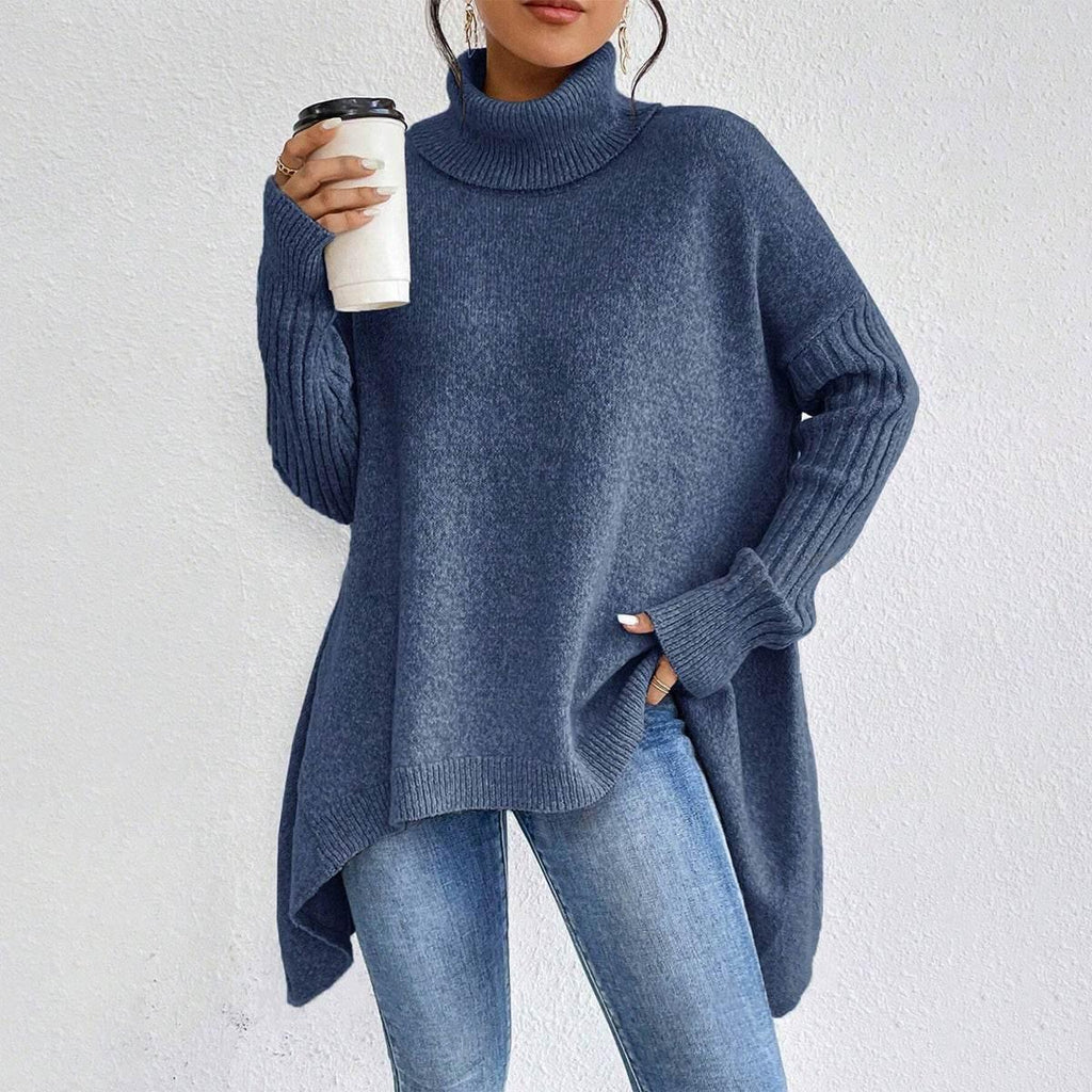 Irregular Turtleneck Sweater | Winter Loose Knit Pullover Women - ZA-Zola