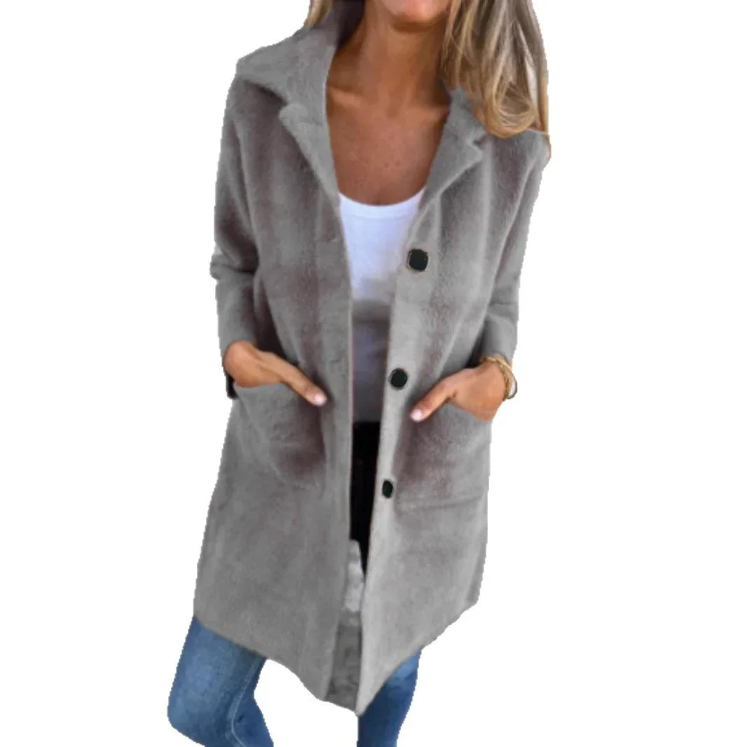 Women Mid Length Coat – Polo Collar Winter Style - ZA-Zola
