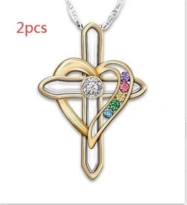 Cross Love Gemstone Pendant Necklace for Men - ZA-Zola