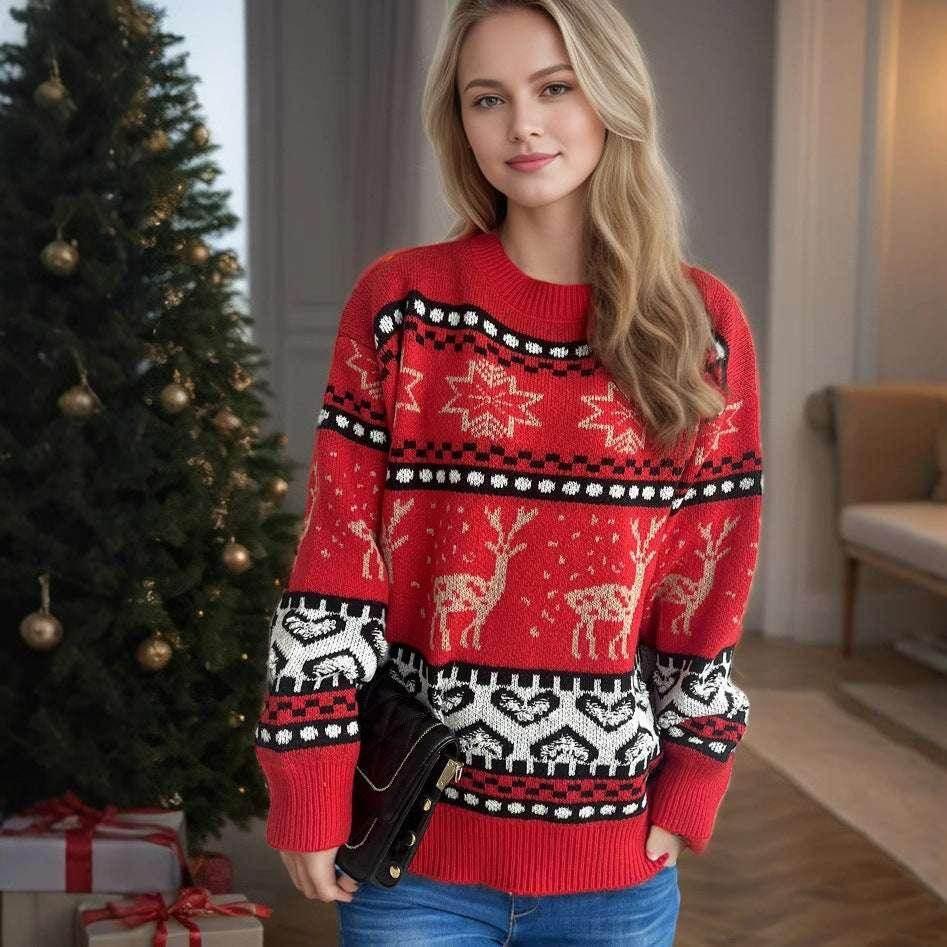 Christmas Red Deer Sweater – Festive Holiday Knit! - ZA-Zola