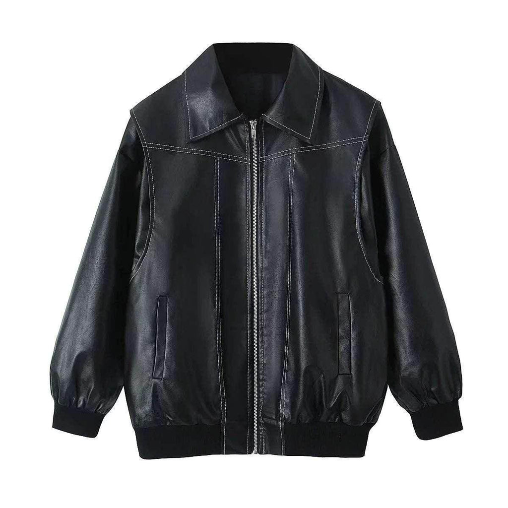 Women's Moto Biker Zip Jacket - Stylish & Sleek - ZA-Zola