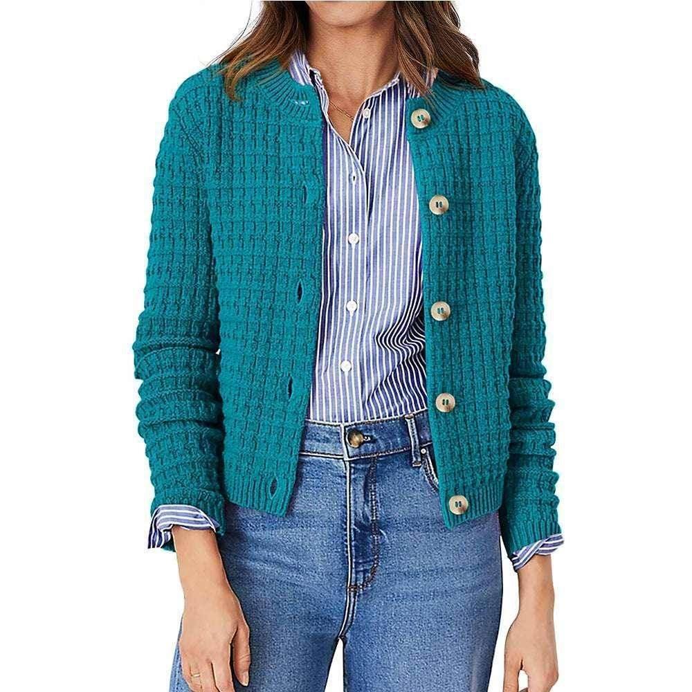 Women's Solid Color Knit Cardigan Sweater - ZA-Zola
