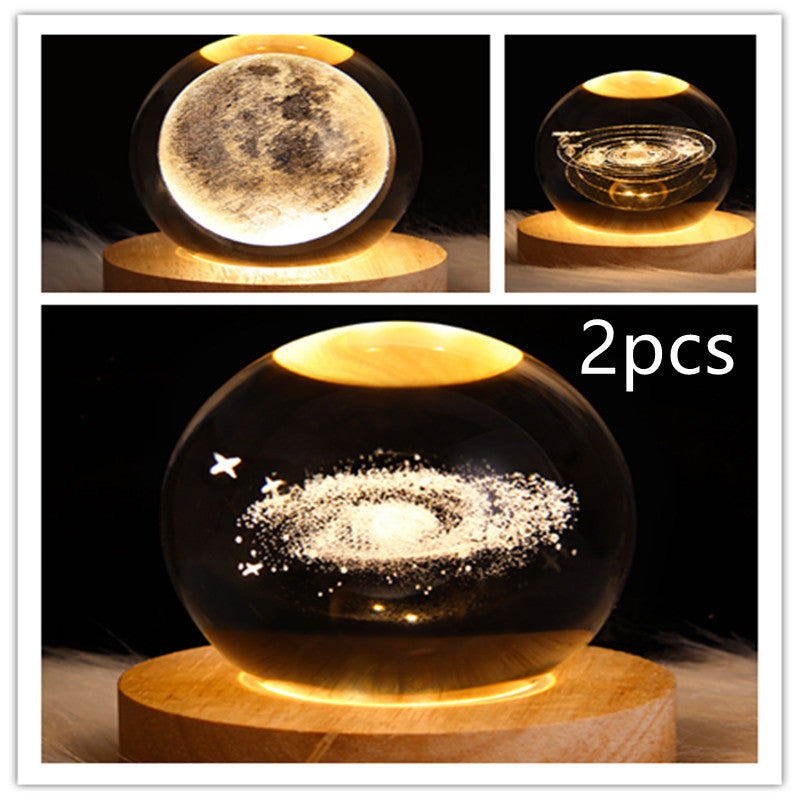 LED Galaxy Crystal Ball Night Light 3D Planet Moon Lamp | ZA-Zola