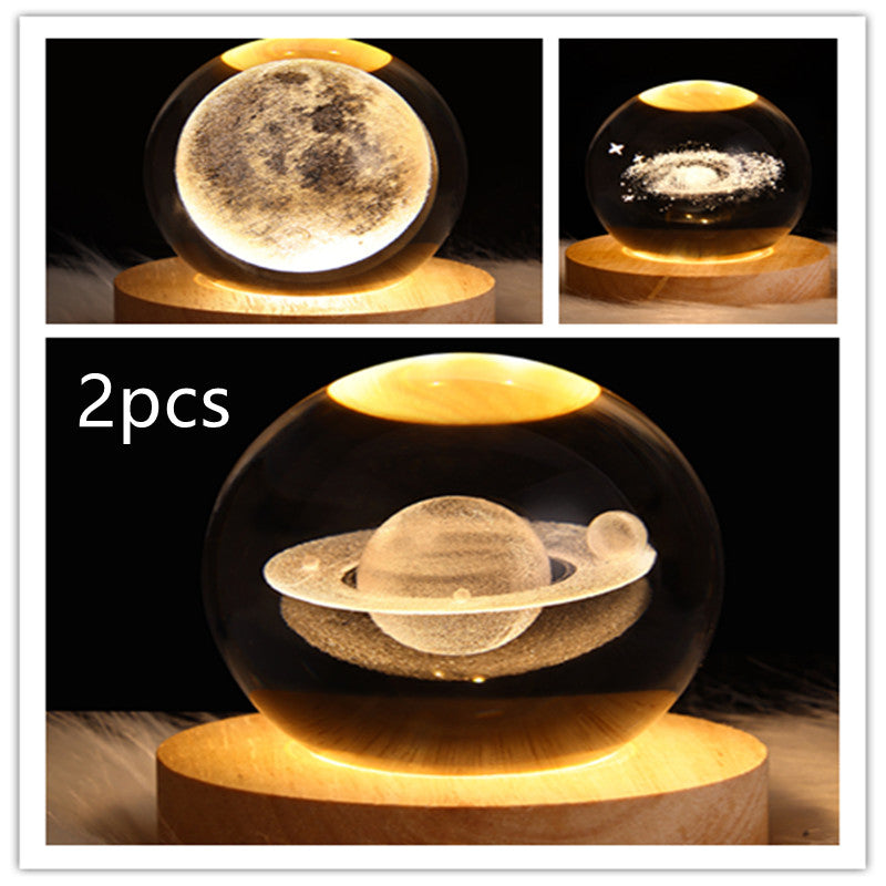 LED Galaxy Crystal Ball Night Light 3D Planet Moon Lamp | ZA-Zola