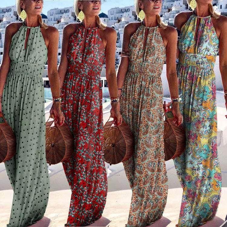 Sexy Round Neck Halter Backless Summer Dress - ZA-Zola