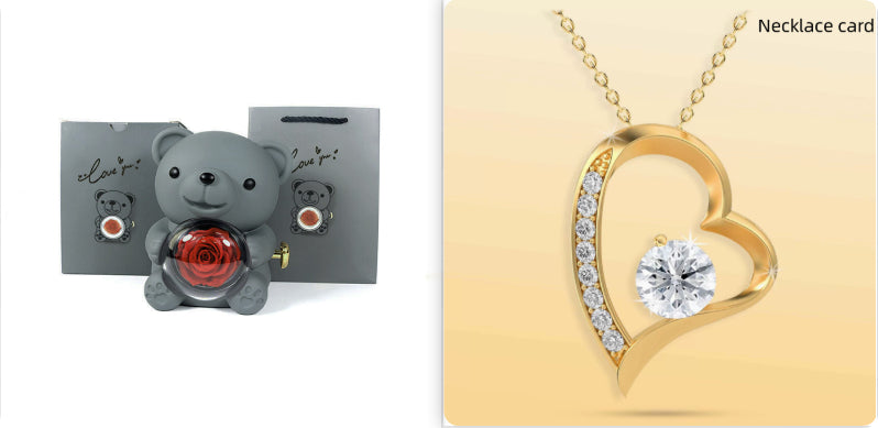 Rotating Bear Gift Box Rose Jewelry Box – ZA-Zola