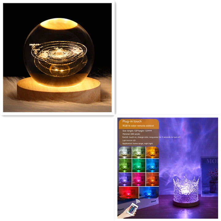 LED Water Ripple Ambient Night Light | RGB Crystal Projection Lamp 