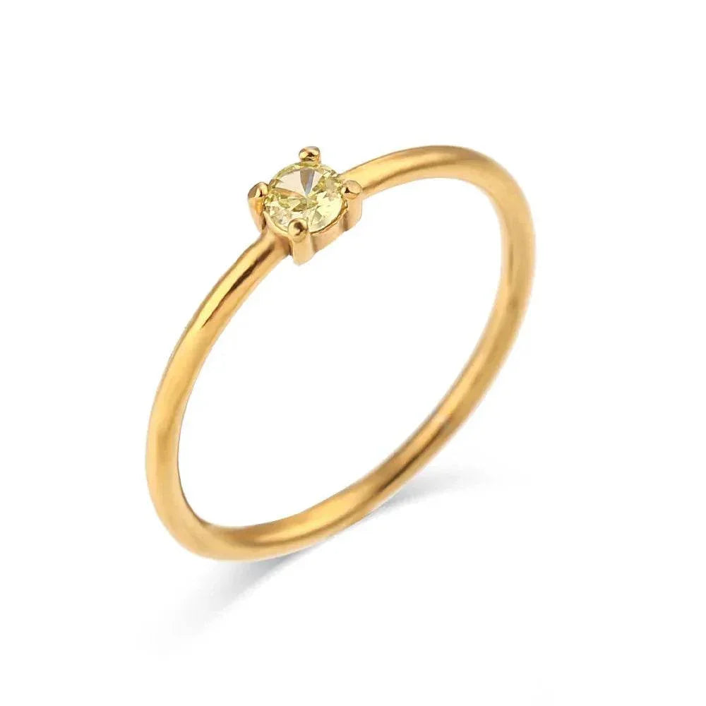 Elegant Light Luxury Zircon Birthday Ring Women - ZA-Zola