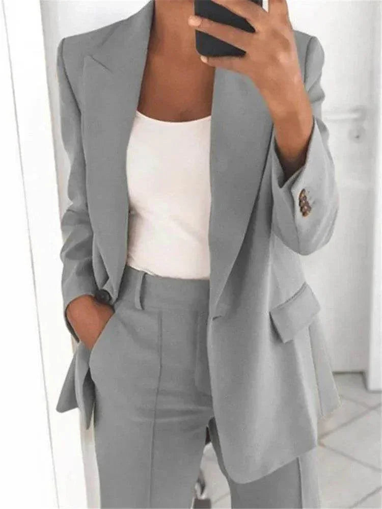 Slim Blazer & Pocket Trousers Set for Women - ZA-Zola