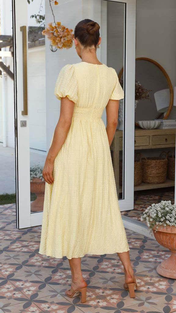 V-Neck Puff Sleeve Long Summer Dress Women - ZA-Zola