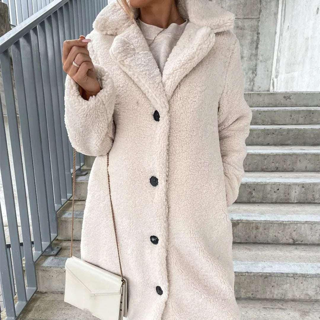 Women Plush Jacket Long Sleeve Lapel Top - ZA-Zola