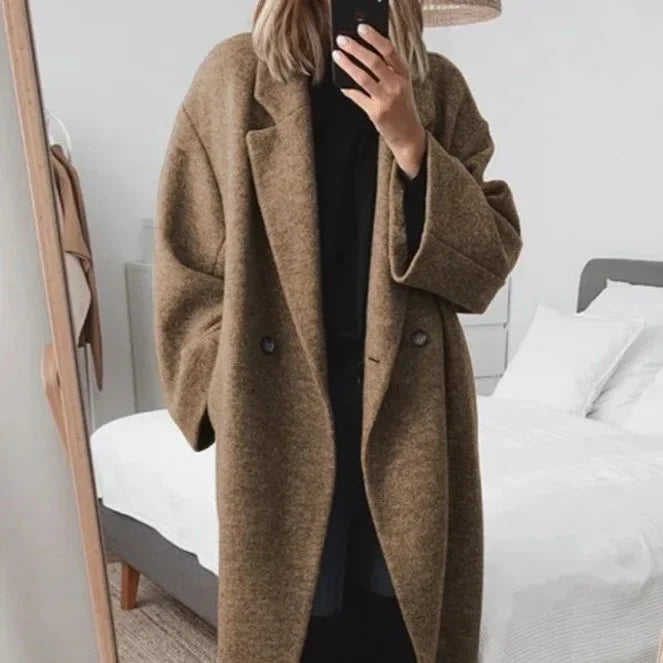 Women Woolen Trench Coat Long Thick Winter - ZA-Zola