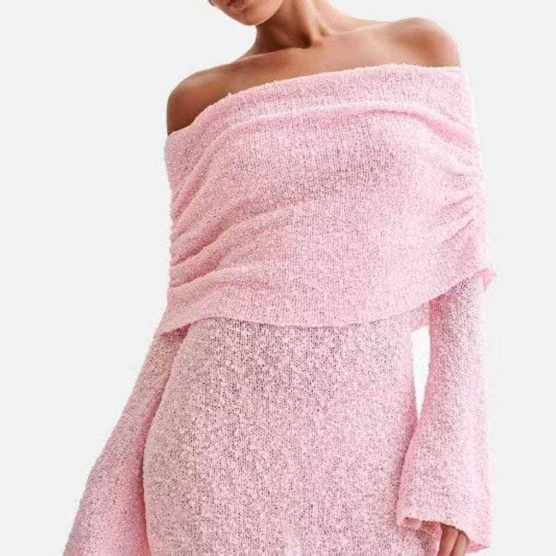 Knitted Off-Shoulder Bodycon Mini Dress - ZA-Zola