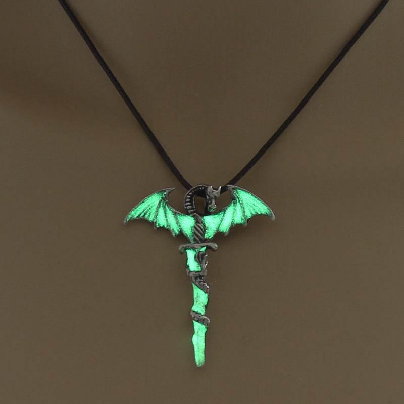 ZA-Zola Men’s Luminous Flame Dragon Necklace - ZA-Zola