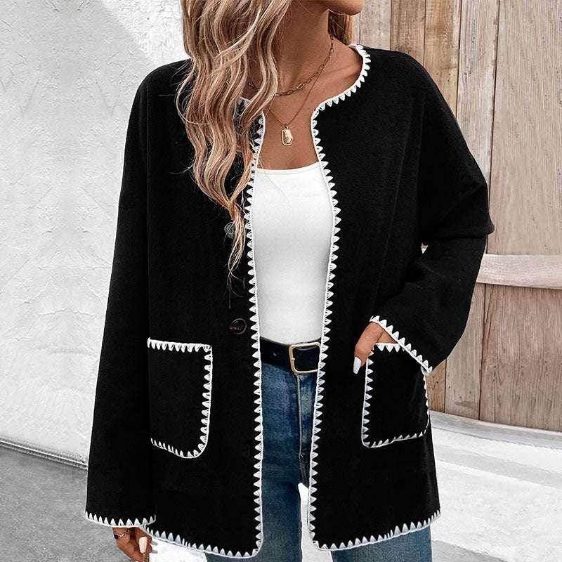 Loose Color Matching Long Sleeve Coat – Casual Outerwear - ZA-Zola
