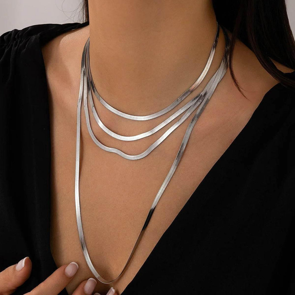 Flat Snake Bone Tassel Necklace – Multilayer Style - ZA-Zola