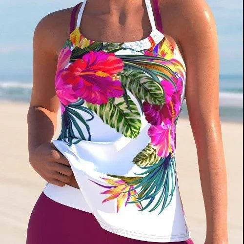 Ladies New Large Flower Split Women's Swimsuit (M–3XL) - ZA-Zola