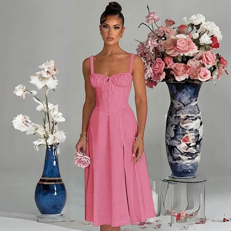 Casual Lace-Up Slim Fit Sling Dress - Elegant Style - ZA-Zola