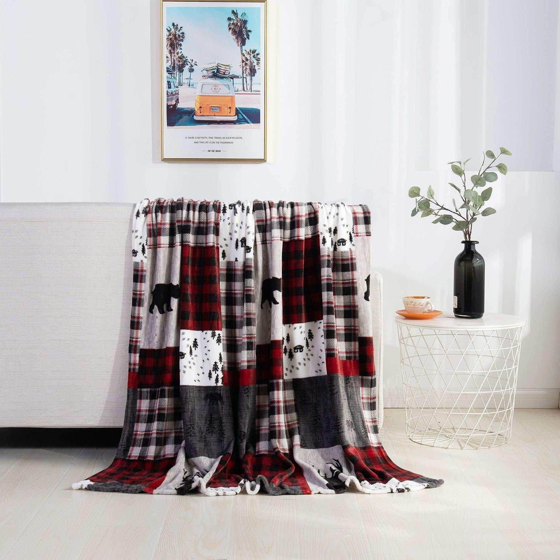 Cozy Christmas Elk & Snowman Blanket – Flannel - ZA-Zola